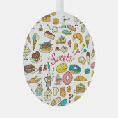 Farbenfrohe Doodle-Süßigkeiten: Desserdesign Ornament Aus Glas (Vorderseite Rechts)