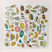 Farbenfrohe Doodle-Süßigkeiten: Desserdesign Puzzle (Horizontal)