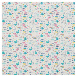 Farbenfrohe Doodle-Tiere mit Worten Nahtlos Stoff