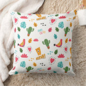 Farbenfrohe Doodle-Tiere und Wortmuster Kissen (Decke)