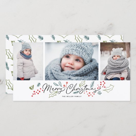 Farbenfrohe Doodles Frohe Weihnachten 3 Foto (Vorne/Hinten)