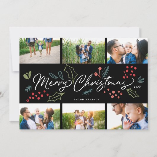 Farbenfrohe Doodles Frohe Weihnachten 6 Multi-Foto (Vorderseite)