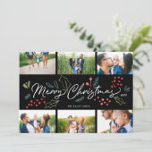 Farbenfrohe Doodles Frohe Weihnachten 6 Multi-Foto (Stehend Vorderseite)