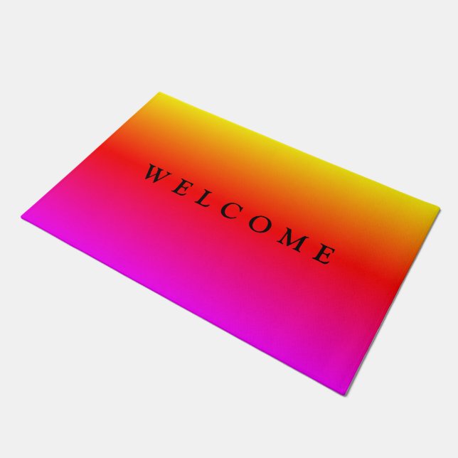 Farbenfrohe Doormat-Rainbow-Farben Willkommen Fußmatte (Schrägansicht)