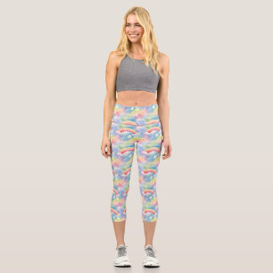 Farbenfrohe Doppel-Regenbogen und Wolken im Himmel Capri Leggings