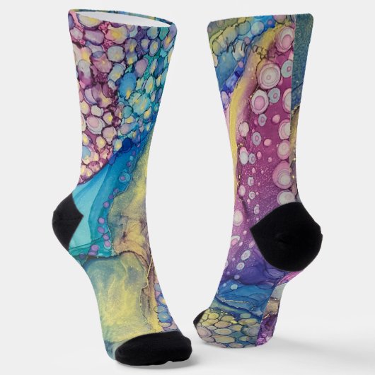 Farbenfrohe Dosen Alkohol Tinte Abstrakte Kunst, D Socken (Gewinkelt)