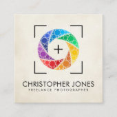 Farbenfrohe Dot Art Kamerakamera Verschlussfotogra Quadratische Visitenkarte (Vorderseite)