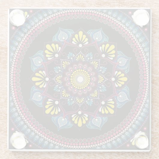 Farbenfrohe Dot Art Mandala | Sacred Geometry Boho Glasuntersetzer (Rückseite)