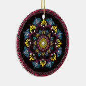 Farbenfrohe Dot Art Mandala | Sacred Geometry Boho Keramik Ornament (Rechts)