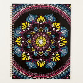 Farbenfrohe Dot Art Mandala | Sacred Geometry Boho Planer