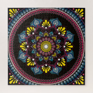 Farbenfrohe Dot Art Mandala   Sacred Geometry Boho Puzzle