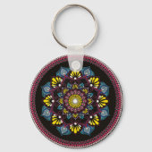Farbenfrohe Dot Art Mandala | Sacred Geometry Boho Schlüsselanhänger (Rückseite)
