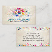 Farbenfrohe Dot Art Spritzer Kameraausführung Visitenkarte (Vorne/Hinten)