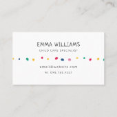 Farbenfrohe Dots Kinderbetreuung Babysitter-Visite Visitenkarte (Rückseite)