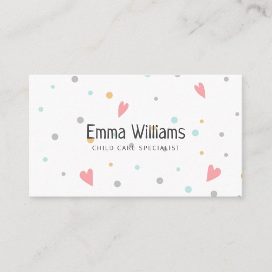 Farbenfrohe Dots Kinderbetreuung Babysitter-Visite Visitenkarte (Vorderseite)