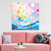 Farbenfrohe Dots Tropfen Spritzer Leinwanddruck (Insitu (Wohnzimmer))