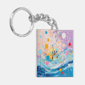 Farbenfrohe Dots Tropfen Spritzer Schlüsselanhänger (Vorderseite links)