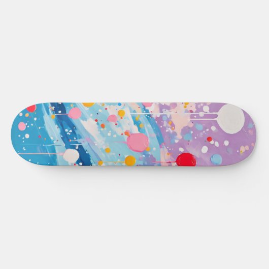 Farbenfrohe Dots Tropfen Spritzer Skateboard (Horizontal)