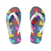 Farbenfrohe Dotty Duck Muster auf Blue Kid's Kinderbadesandalen (Fußbett)
