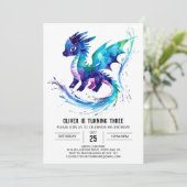 Farbenfrohe Drache Digital Boy Geburtstag Einladung (Stehend Vorderseite)