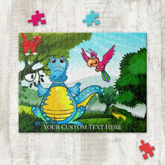 Farbenfrohe Drache und Kitty Fantasy Animal Puzzle