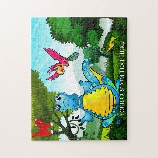 Farbenfrohe Drache und Kitty Fantasy Animal Puzzle (Vertikal)