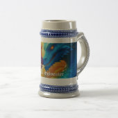 Farbenfrohe Drachen in der Liebe Bierglas (VorderseiteRechts)