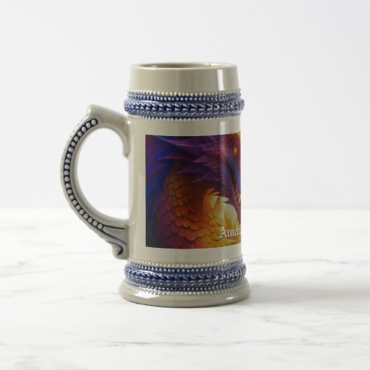 Farbenfrohe Drachen in der Liebe Bierglas (Links)