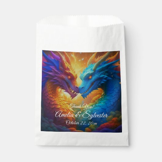 Farbenfrohe Drachen in der Liebe Geschenktütchen (Vorderseite)
