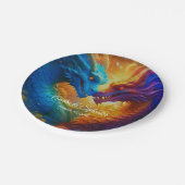 Farbenfrohe Drachen in der Liebe Pappteller (Schrägansicht)