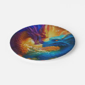 Farbenfrohe Drachen in der Liebe Pappteller (Schrägansicht)