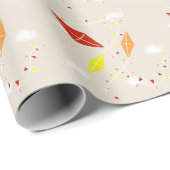 Farbenfrohe Drachen in Sky Pastells Beige Kinder Geschenkpapier (Rolleneckpunkt)