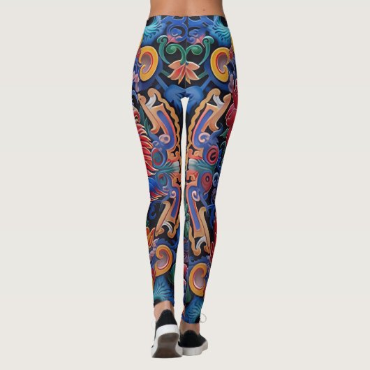Farbenfrohe drachenartige Leggings (Rückseite)