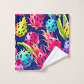 Farbenfrohe Drachenfrucht Badhandtuch Set (Waschlappen)