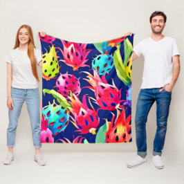 Farbenfrohe Drachenfrucht Fleecedecke