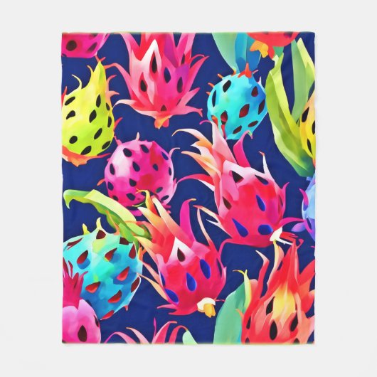 Farbenfrohe Drachenfrucht Fleecedecke (Vorderseite)