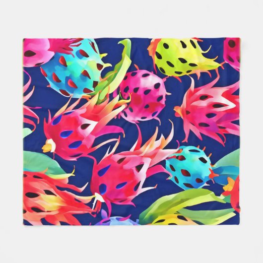 Farbenfrohe Drachenfrucht Fleecedecke (Vorderseite (Horizontal))
