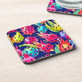 Farbenfrohe Drachenfrucht Getränkeuntersetzer (Linke Seite)