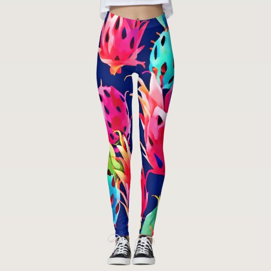 Farbenfrohe Drachenfrucht Leggings (Vorderseite)