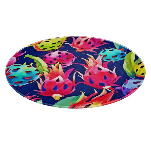 Farbenfrohe Drachenfrucht Schneidebrett (Ecke)