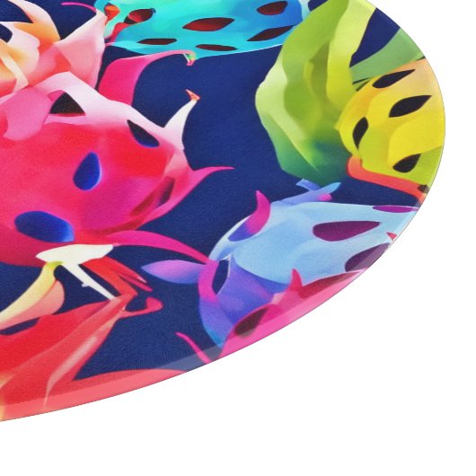 Farbenfrohe Drachenfrucht Schneidebrett (Ecke)