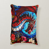 Farbenfrohe Drachenmosaike Dekokissen (Rückseite(Vertikal))