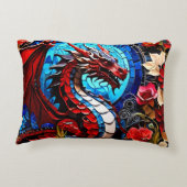 Farbenfrohe Drachenmosaike Dekokissen (Rückseite)