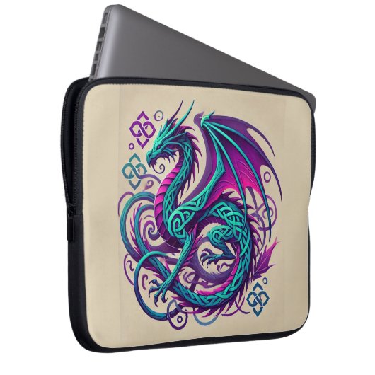 Farbenfrohe Dragon Lavender Laptopschutzhülle (Vorne Rechts)