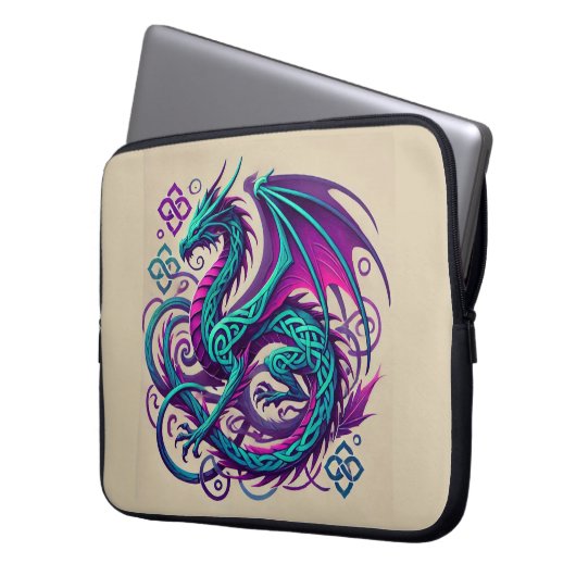 Farbenfrohe Dragon Lavender Laptopschutzhülle (Vorderseite Links)