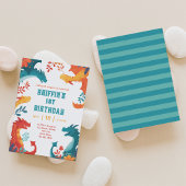 Farbenfrohe Dragon zum Geburtstag Einladung