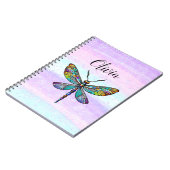 Farbenfrohe Dragonfly-Flügel aus festem Glas Notizblock (Linke Seite)