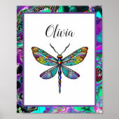 Farbenfrohe Dragonfly-Flügel aus festem Glas Poster (Vorne)