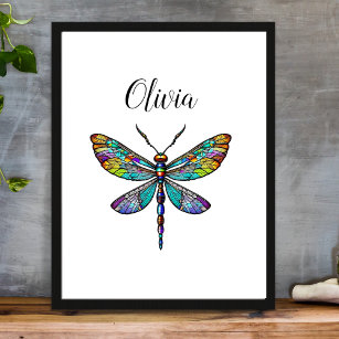 Farbenfrohe Dragonfly-Flügel aus festem Glas Poster