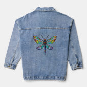 Farbenfrohe Dragonfly Kunst Jeansjacke (Rückseite)